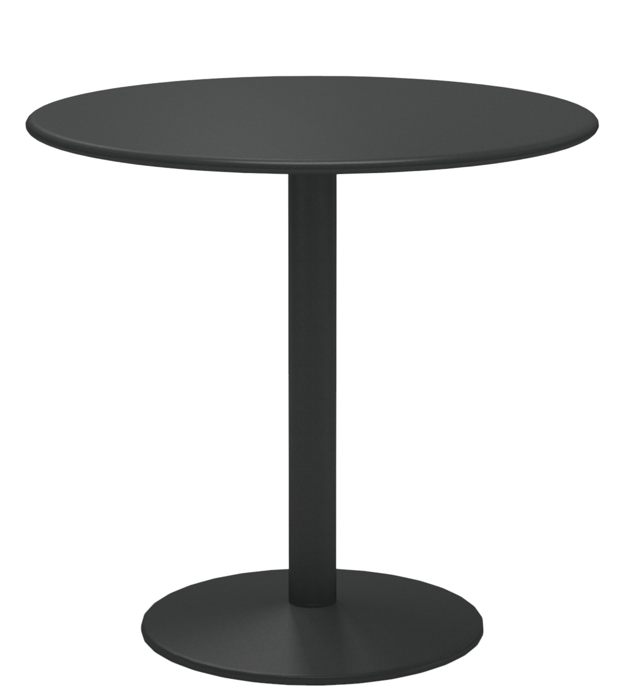Schwarzer Thor Round Table Tisch von Emu, runder Gartentisch mit Mittelfuß und runder Tischplatte.