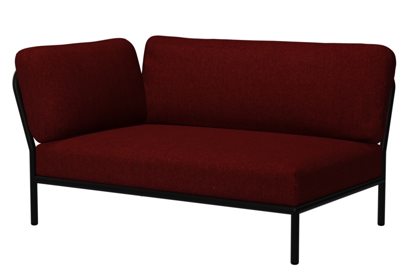 Rotes Level Outdoor Sofa Eckmodul links von Houe mit schwarzem Metallrahmen.