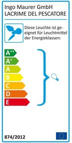 Energieeffizienzlabel der Ingo Maurer Lacrime del Pescatore Pendelleuchte, geeignet für Leuchtmittel der Energieklassen A++ bis E.