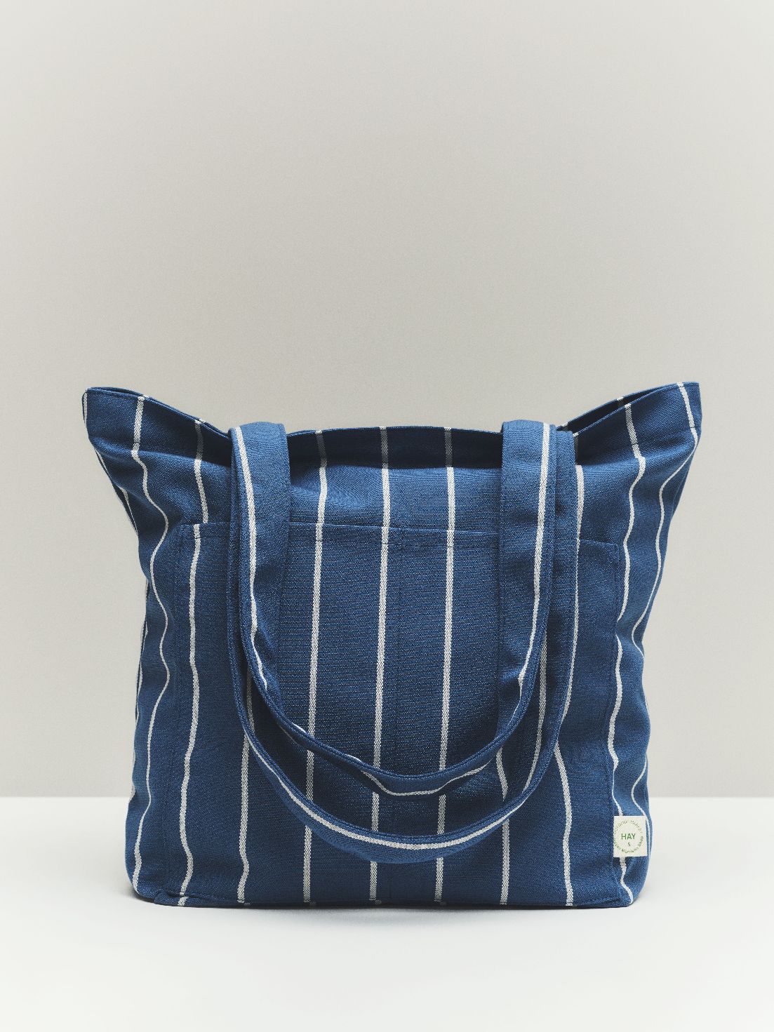 Outdoor Market draagtas blauw met beige strepen Hay