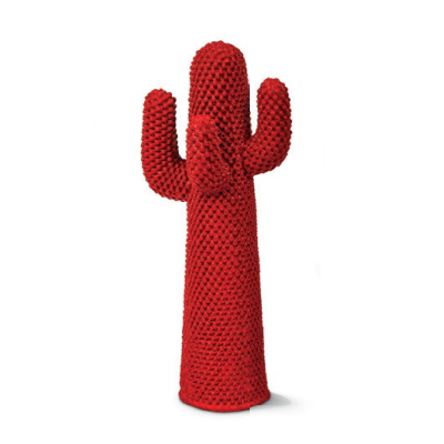 Roter Guframini Cactus, Miniatur Designobjekt, dekorativer Kaktus für Wohnaccessoires und Sammler.