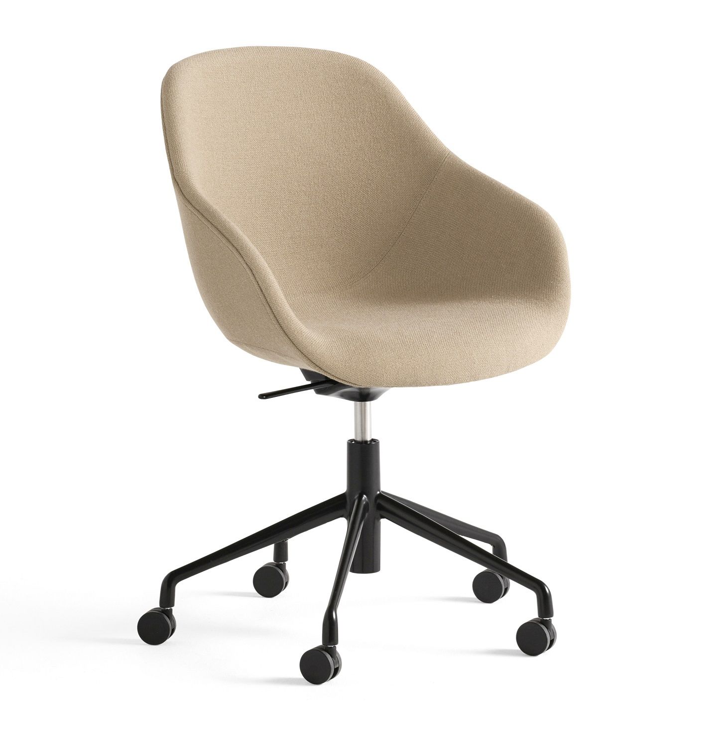 Beiger Hay AAC155 Soft Duo Stuhl mit schwarzem Drehfuß und Rollen, Bürostuhl.