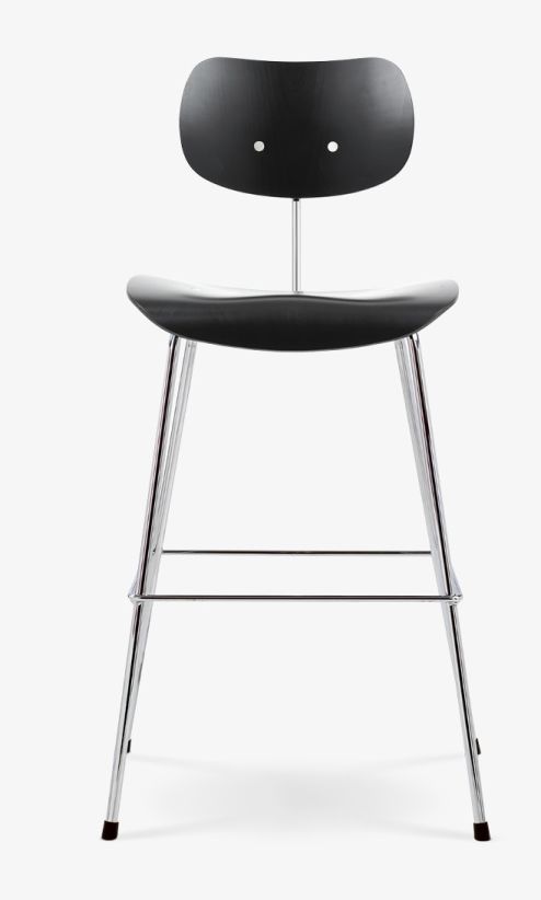 SB 68 Barhocker von Wilde+Spieth: Buche klar lackiert, Chromgestell, modernes Design.