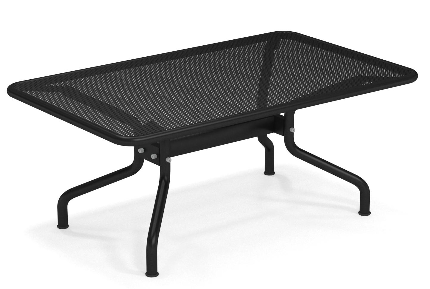 Schwarzer Athena Coffee Table Couchtisch von Emu für den Außenbereich mit rechteckiger Tischplatte aus Metallgitter.