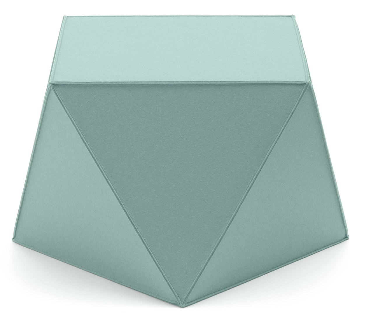 Diamond Sitzmöbel von HEY-SIGN, ein moderner, mintgrüner Hocker aus Filz in geometrischer Form.