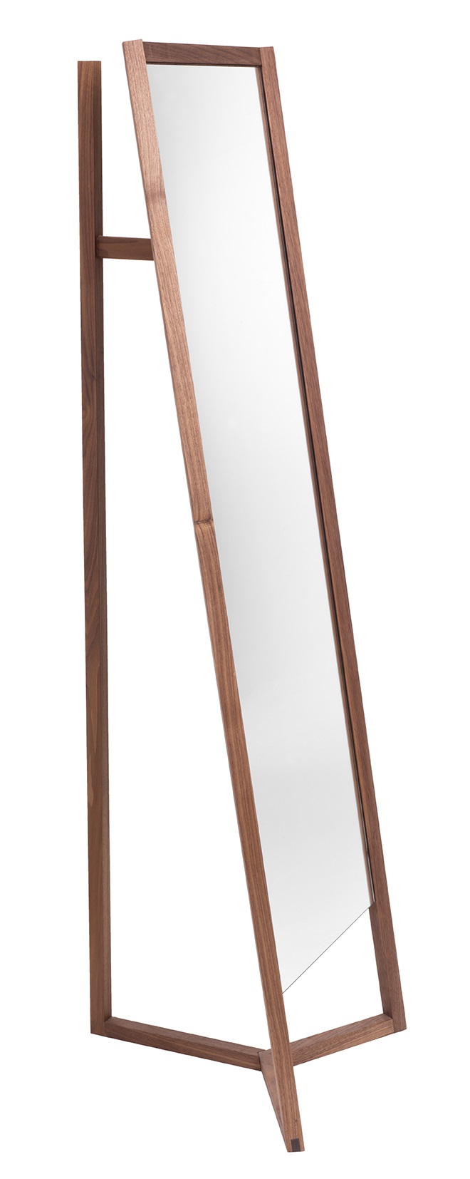 Schönbuch Club Standspiegel mit Garderobe aus dunklem Holz, minimalistisches Design für Flur und Ankleidezimmer.