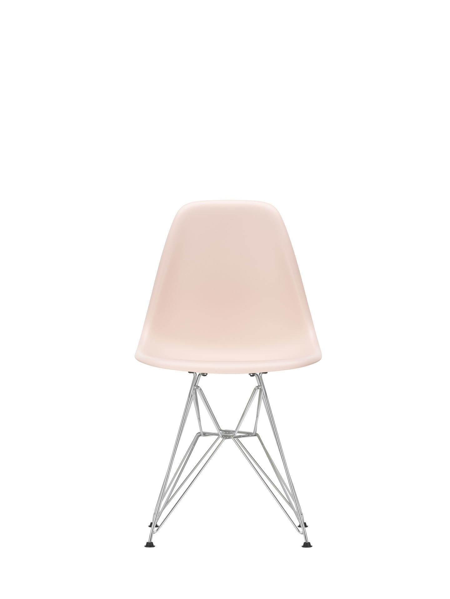 Eames Plastic Side Chair DSR, Vitra Stuhl in Rost-Orange mit verchromtem Eiffelturm-Gestell.