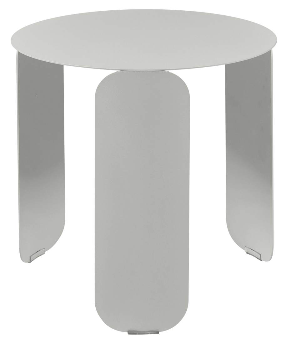Bebop Low Table von Fermob: Moderner, runder, grauer Outdoor-Tisch für Garten, Terrasse und Balkon.