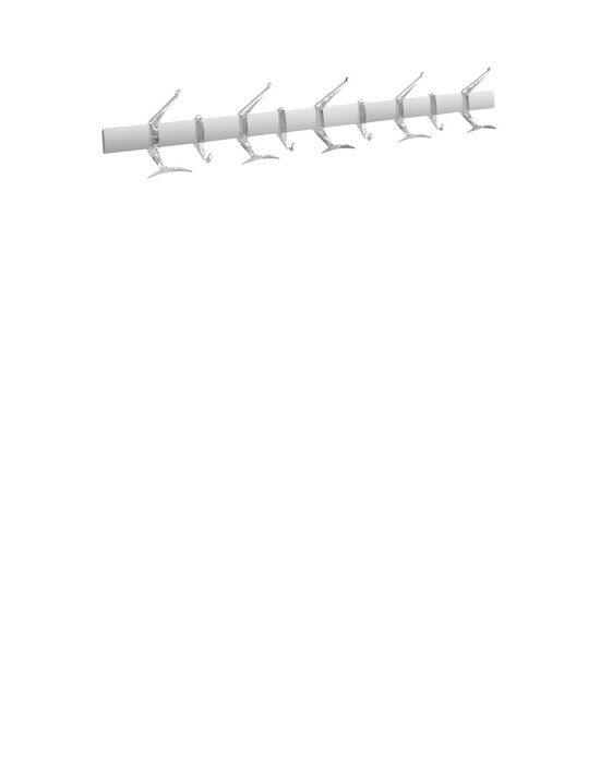 Weiße Hanger Wandgarderobe von Kartell mit mehreren Haken an einer horizontalen Stange für Jacken.