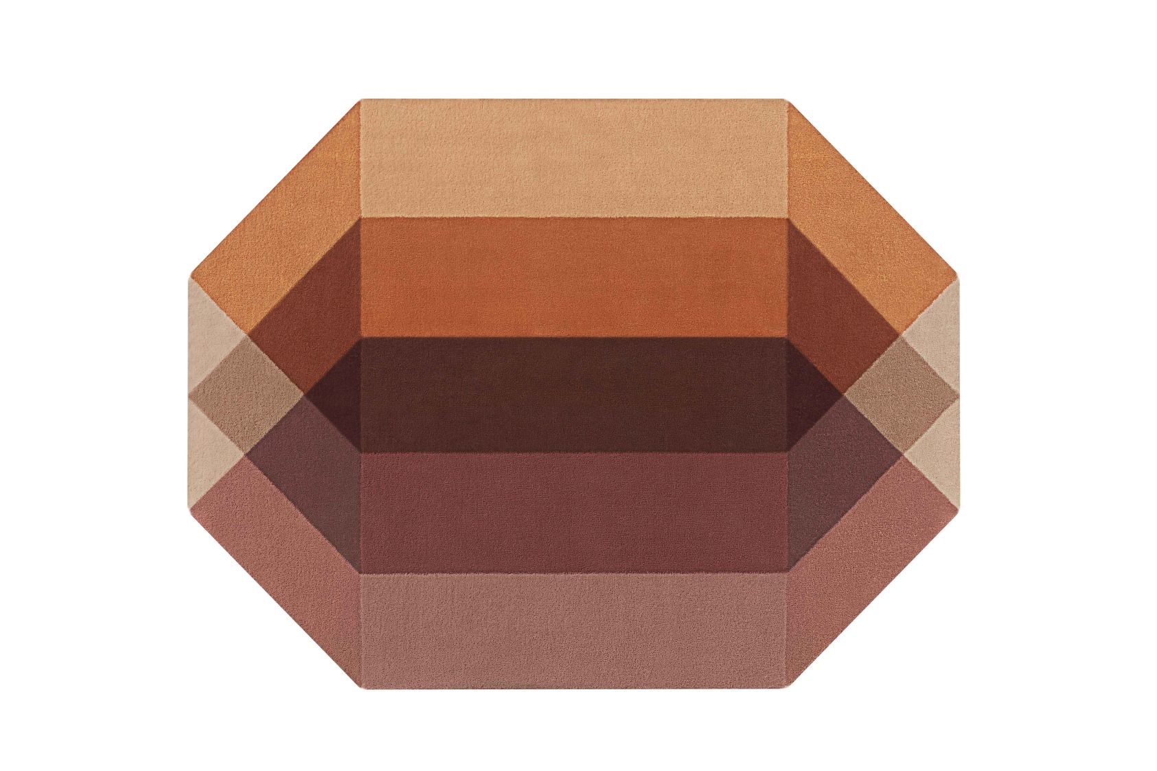 Diamond Teppich in Orange- und Weintönen, modernes Design für Wohnzimmer und Schlafzimmer.