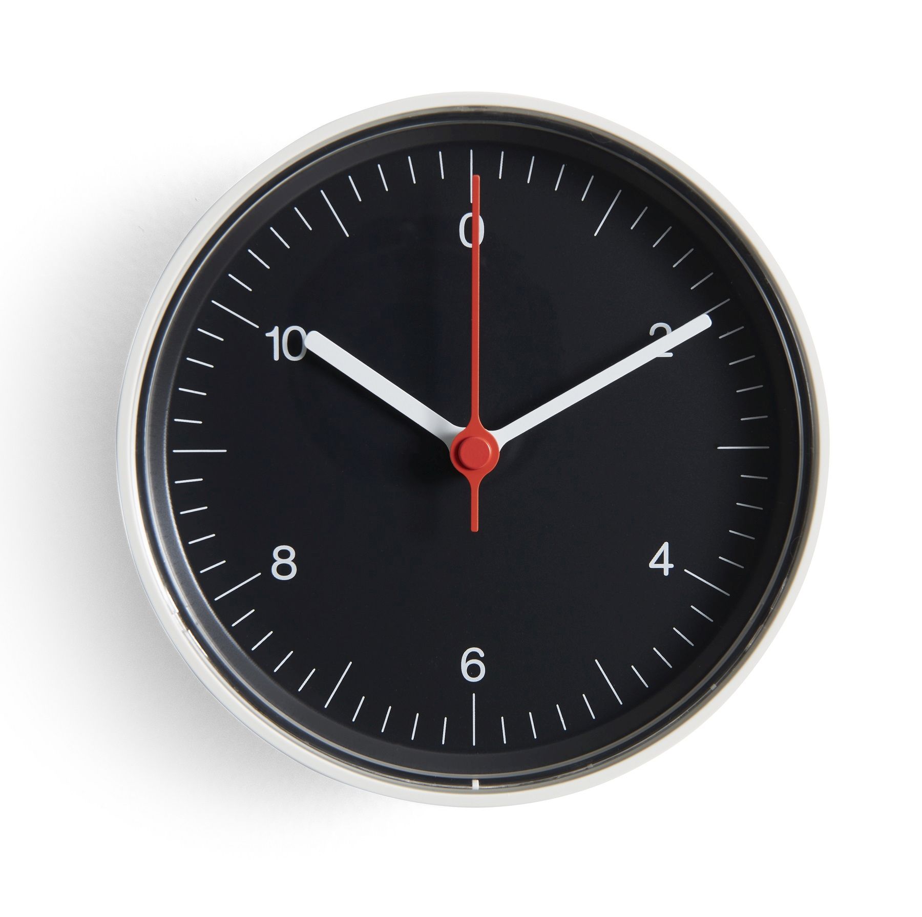 Table Clock Dual-function Hay  Tischuhr/Wanduhr mit schwarzem Zifferblatt, weißen Zeigern und silbernem Rahmen.