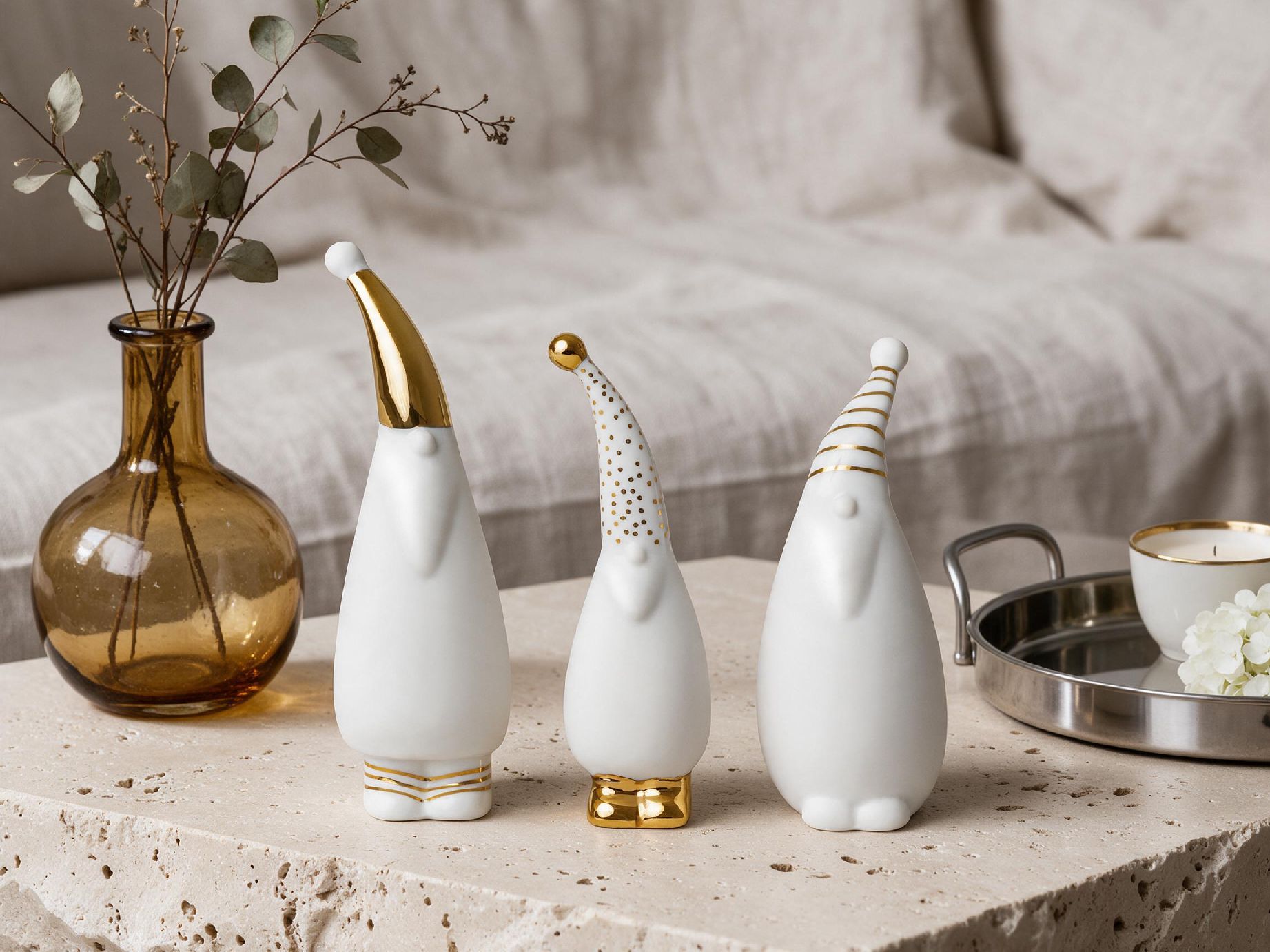 Set kerstmanfiguurtjes (3 stuks) met wielen