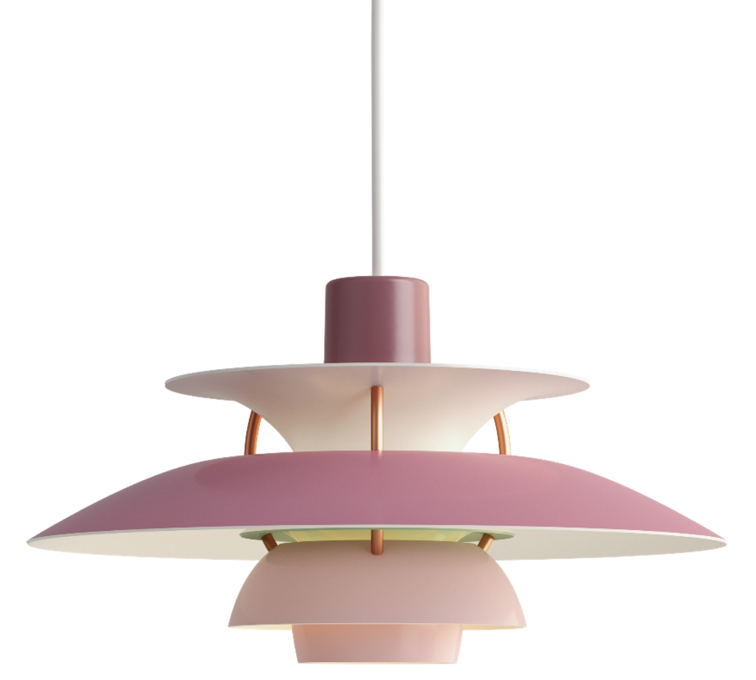 Rosa PH 5 Mini Pendelleuchte von Louis Poulsen, moderne Designerlampe für Wohnzimmer und Esszimmer.