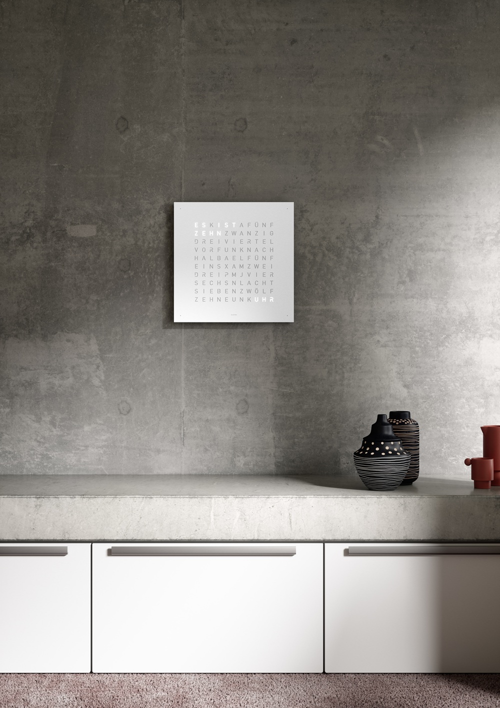 Earth 45 Steel Series Wandklok / Tijdsobject Duits QLOCKTWO