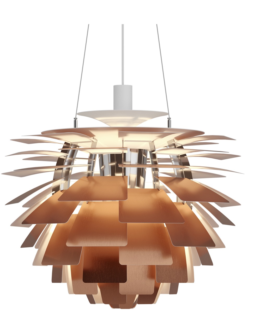 PH Artichoke Pendelleuchte in Kupfer von Louis Poulsen, moderne Designerlampe für Wohnräume.