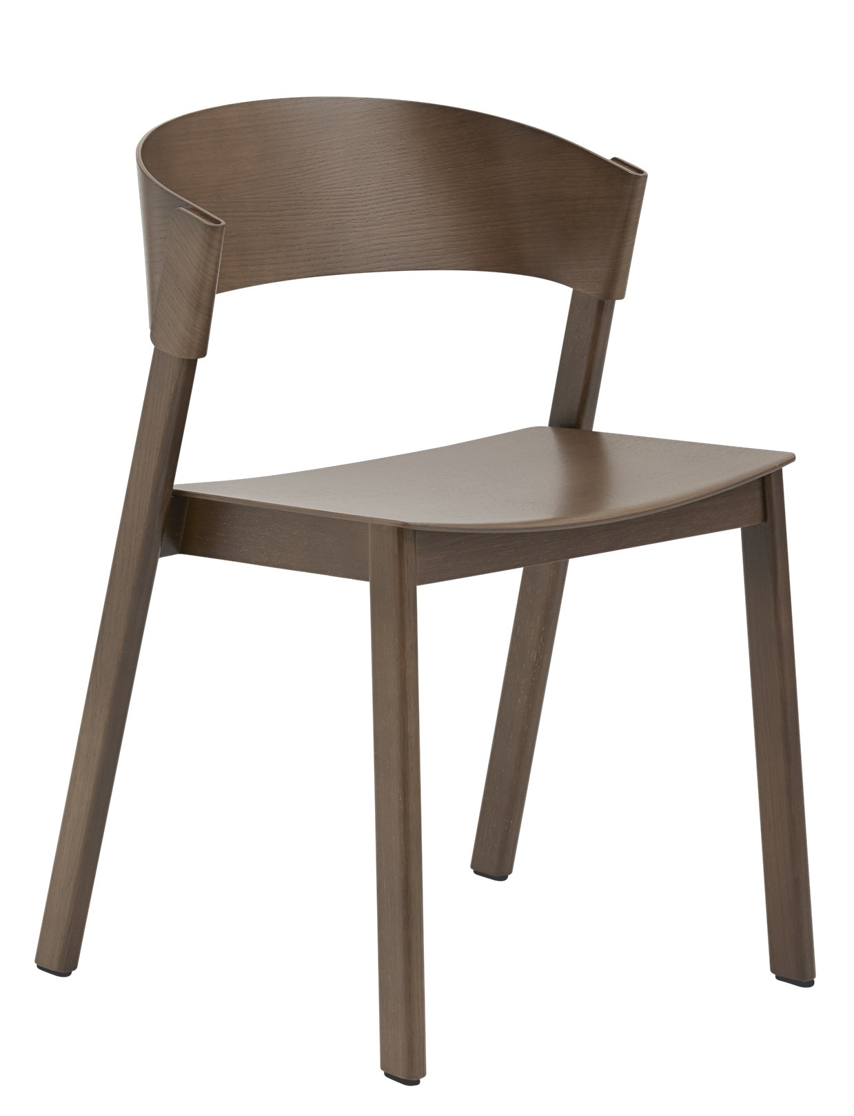 Muuto Cover Side Chair Stuhl aus Holz in Braun, skandinavisches Design für Esszimmer und Wohnbereich.