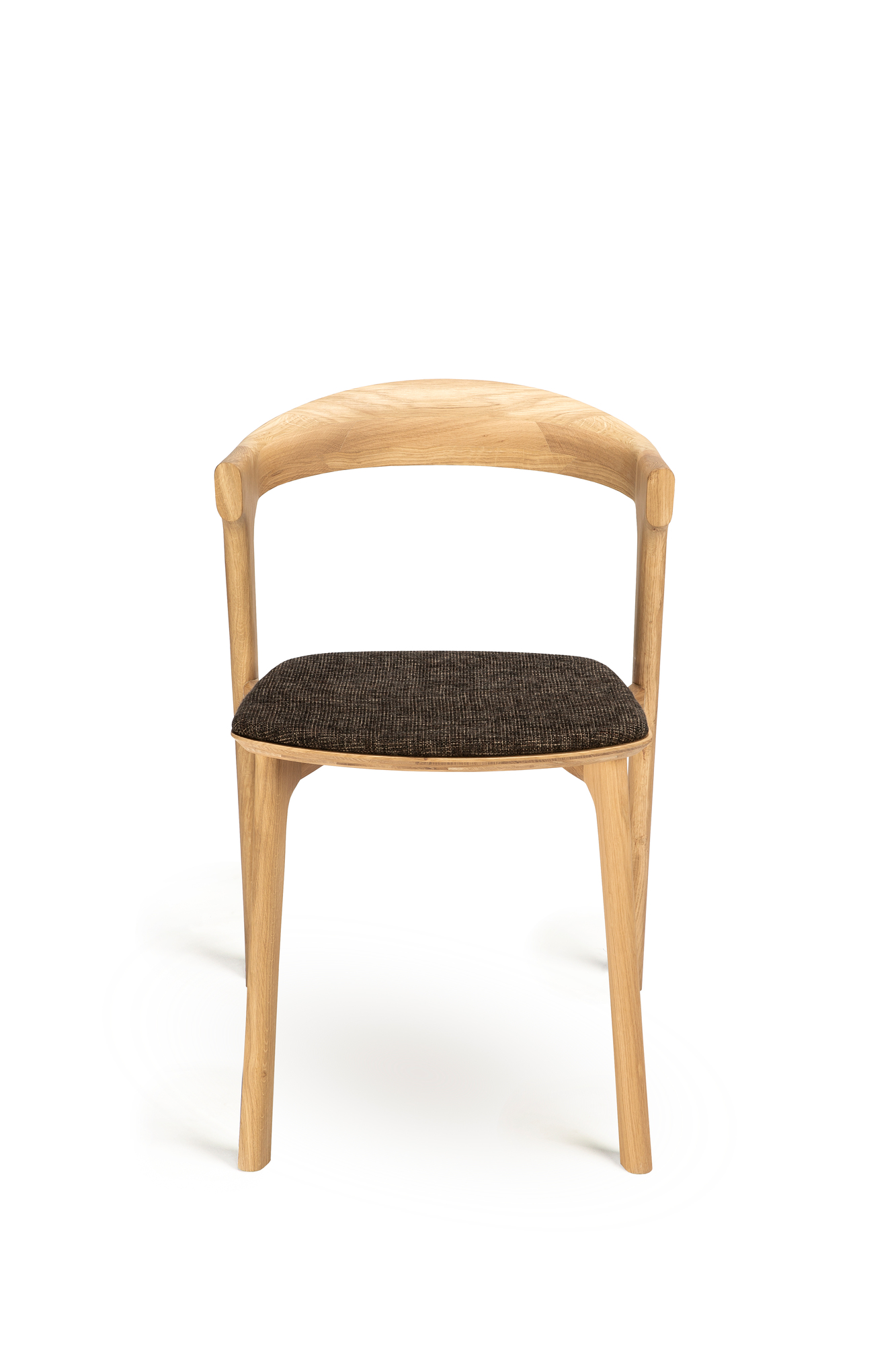 Bok Stuhl aus Eiche mit dunkelbraunem Sitzkissen, moderner Holzstuhl für Esszimmer.