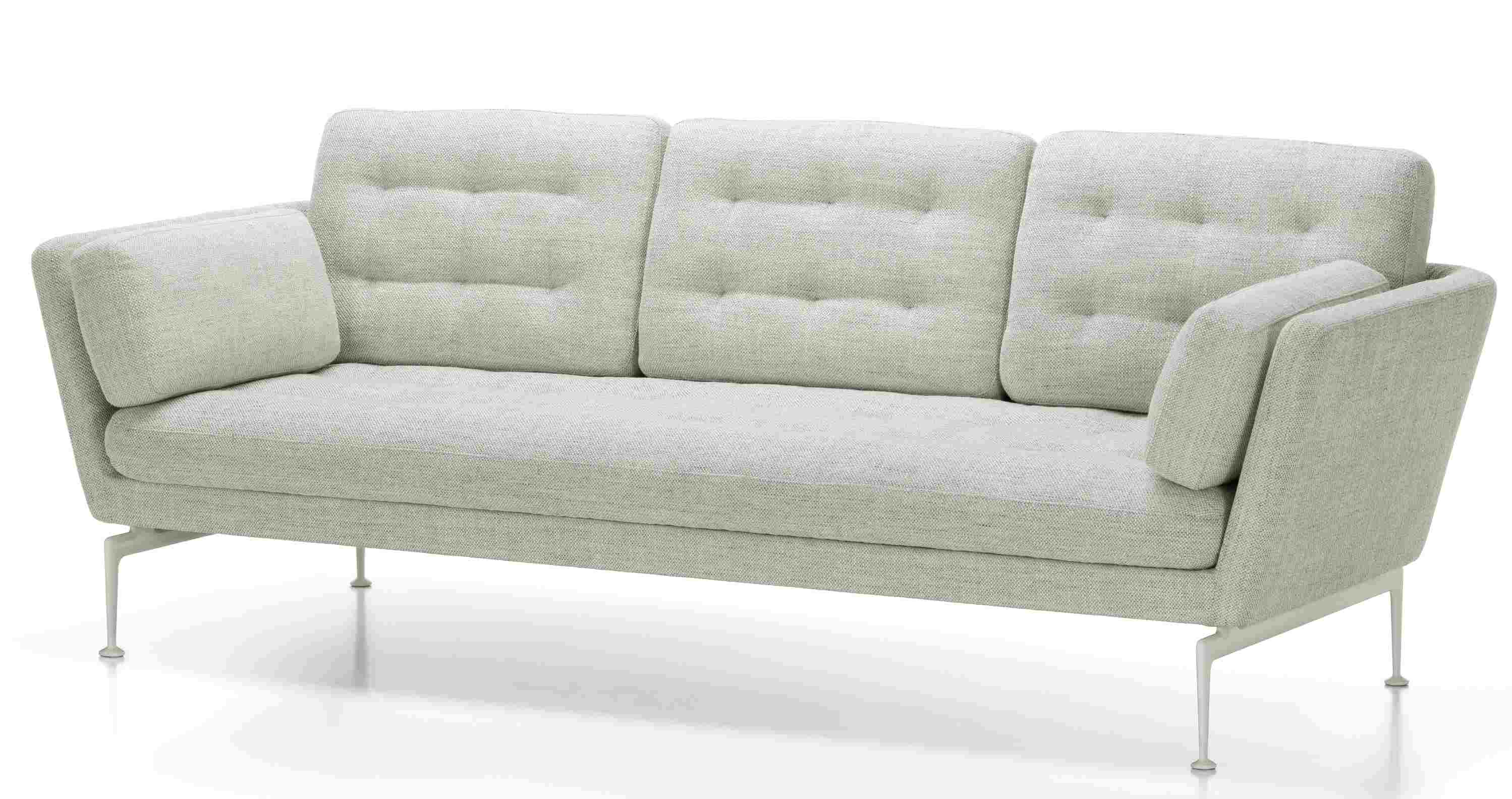 Vitra Suita Sofa 3-Sitzer in Hellgrau mit Armlehnen und Metallbeinen, modernes Design für Wohnzimmer.