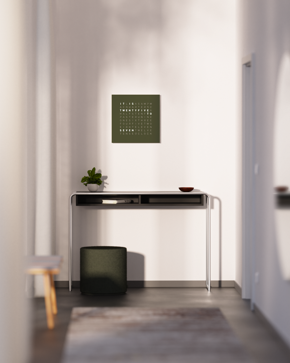 Earth 45 Steel Series Wandklok / Tijdsobject Duits QLOCKTWO