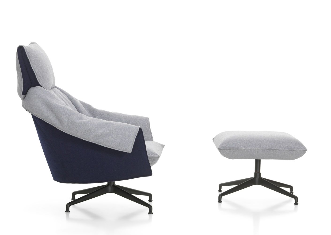 Bascule Fauteuil met hoge rugleuning en voetenbank Vitra