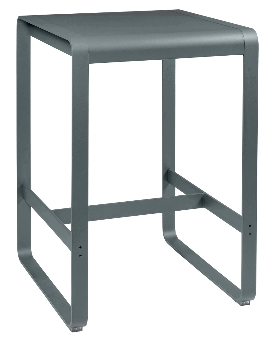 Bellevie Stehtisch von Fermob für den Außenbereich, moderner, grauer Metalltisch für Garten, Terrasse und Balkon.