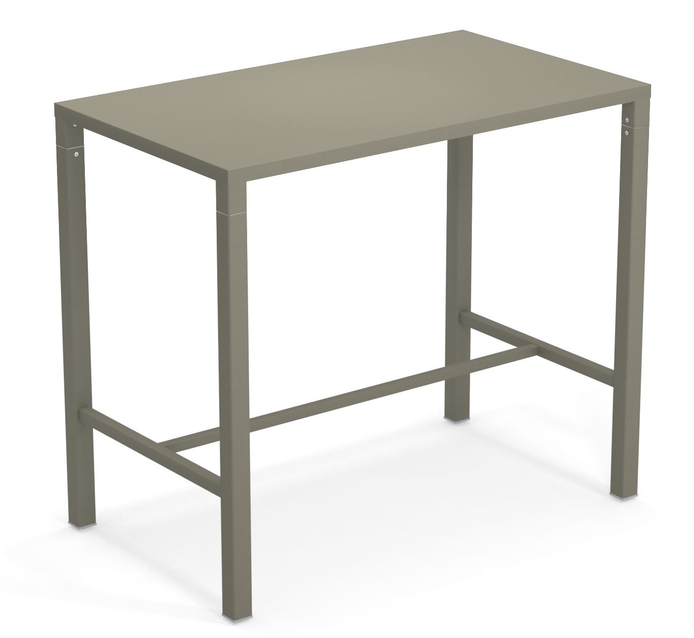 Emu Nova Hochtisch für den Außenbereich, moderner Stehtisch aus Metall in Taupe.
