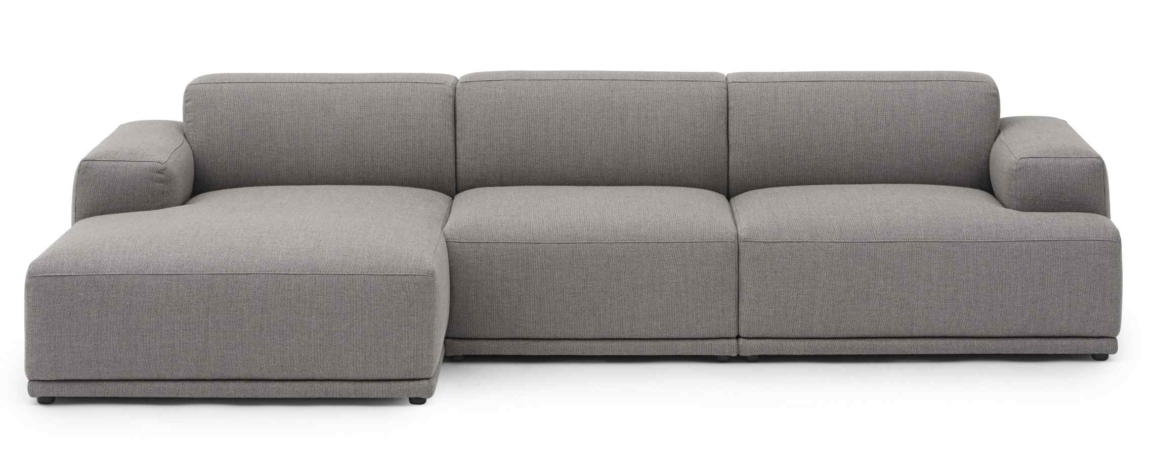 Graues Connect Soft Sofa von Muuto, 3-Sitzer mit Ottomane, modernes modulares Design.