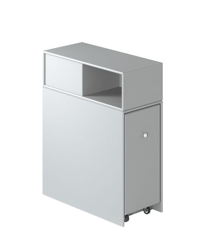 Cargo Modul 80 Schrank-System von Montana in Weiß mit Schublade, Tür und Rollen.