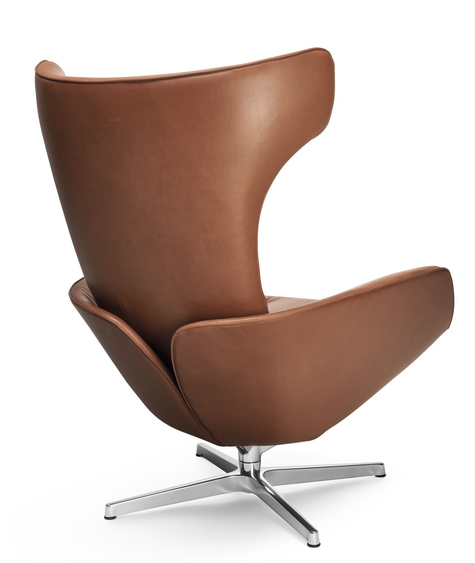 Onsa Chair Sessel von Walter Knoll, braunes Leder, drehbarer Design-Sessel mit Chromfuß.