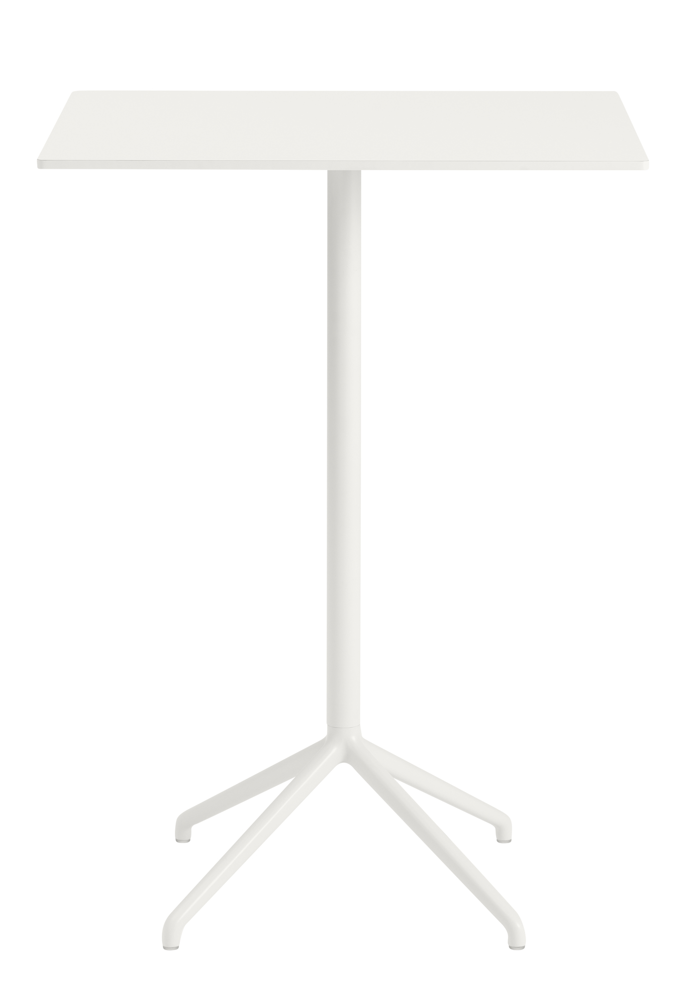 Weißer Still Cafe Table Beistelltisch von Muuto mit quadratischer Tischplatte und dreibeinigem Fuß.