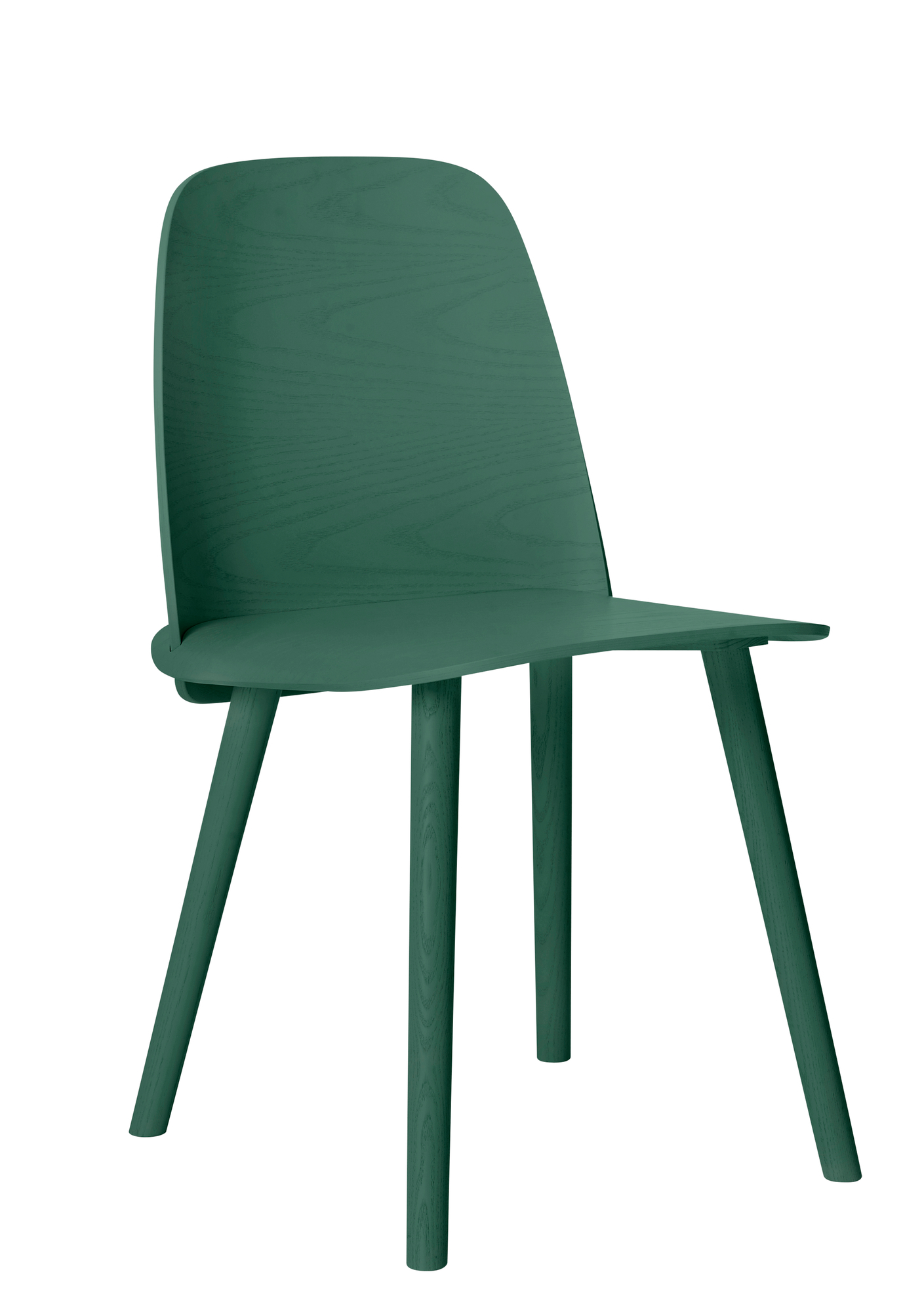 Grüner Nerd Chair Stuhl von Muuto, ein moderner Holzstuhl für Esszimmer und Büro.