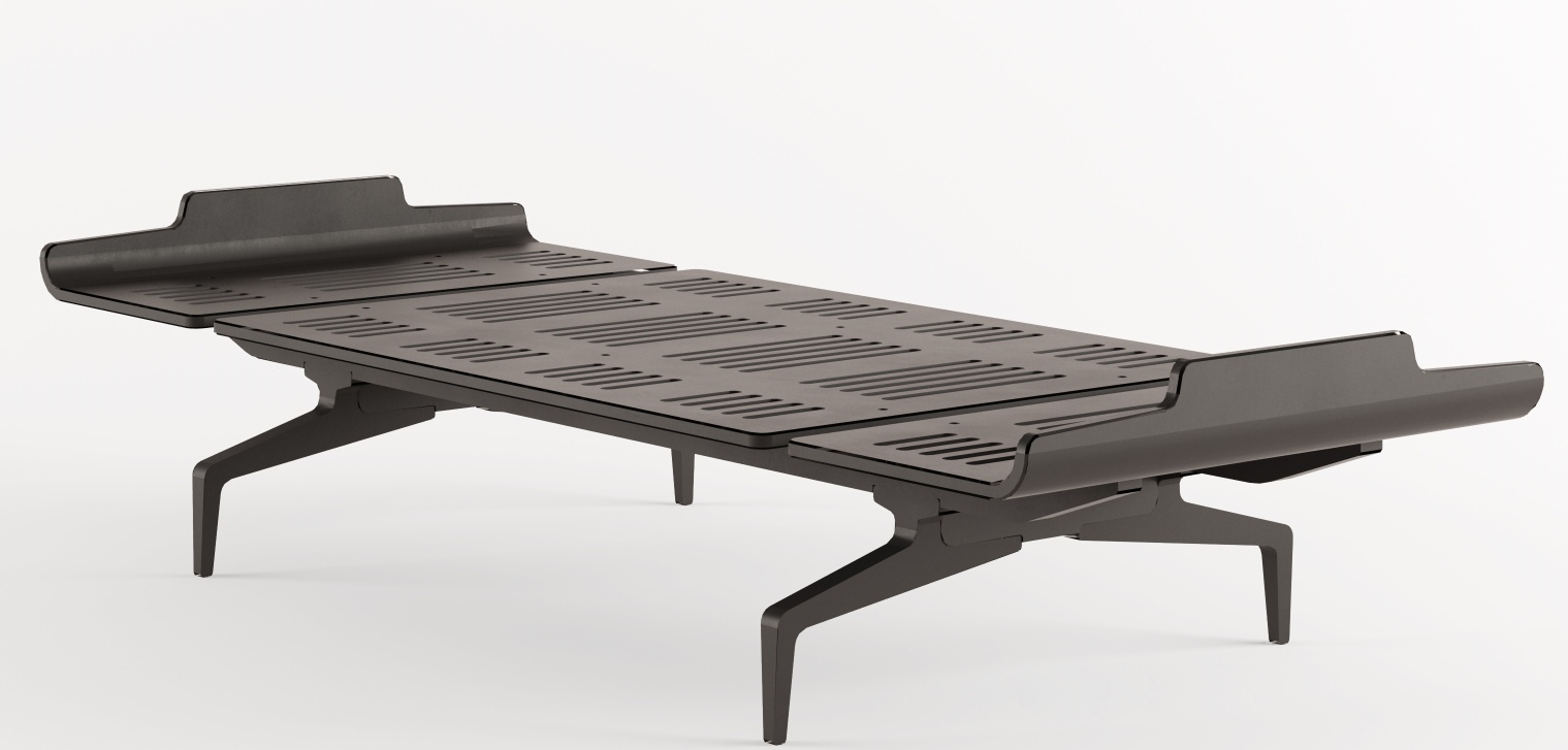 Legnoletto Bett: Modernes, schwarzes Designerbett mit Lattenrost und minimalistischem Stil für Schlafzimmer.
