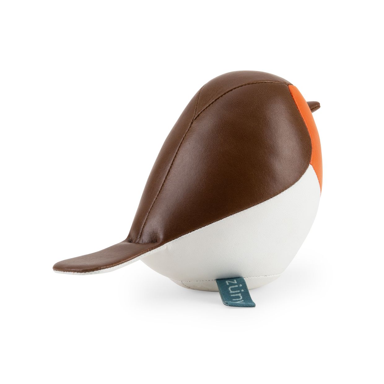 Züny Vogel Robin Briefbeschwerer aus braunem und orangem Kunstleder, dekorativer Türstopper und Buchstütze.