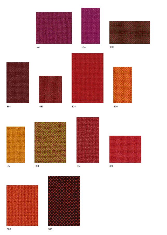 Stoffmusterkarte Hallingdal von Kvadrat mit verschiedenen Farbvarianten und Texturen für Möbelstoffe und Polsterstoffe.