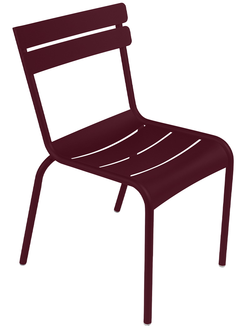 Luxembourg Stuhl in Schwarzkirsche von Fermob, ein moderner Outdoor Stuhl aus Metall.