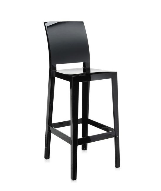 Schwarzer "One More" Barhocker von Kartell: Moderner Design-Hocker aus transparentem Polycarbonat für Küche und Bar.