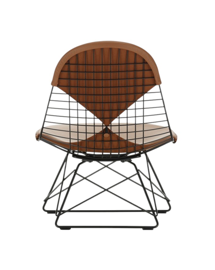 Vitra LKR-2 Wire Chair Stuhl mit braunem Lederbezug, Drahtgestell und modernem Design.