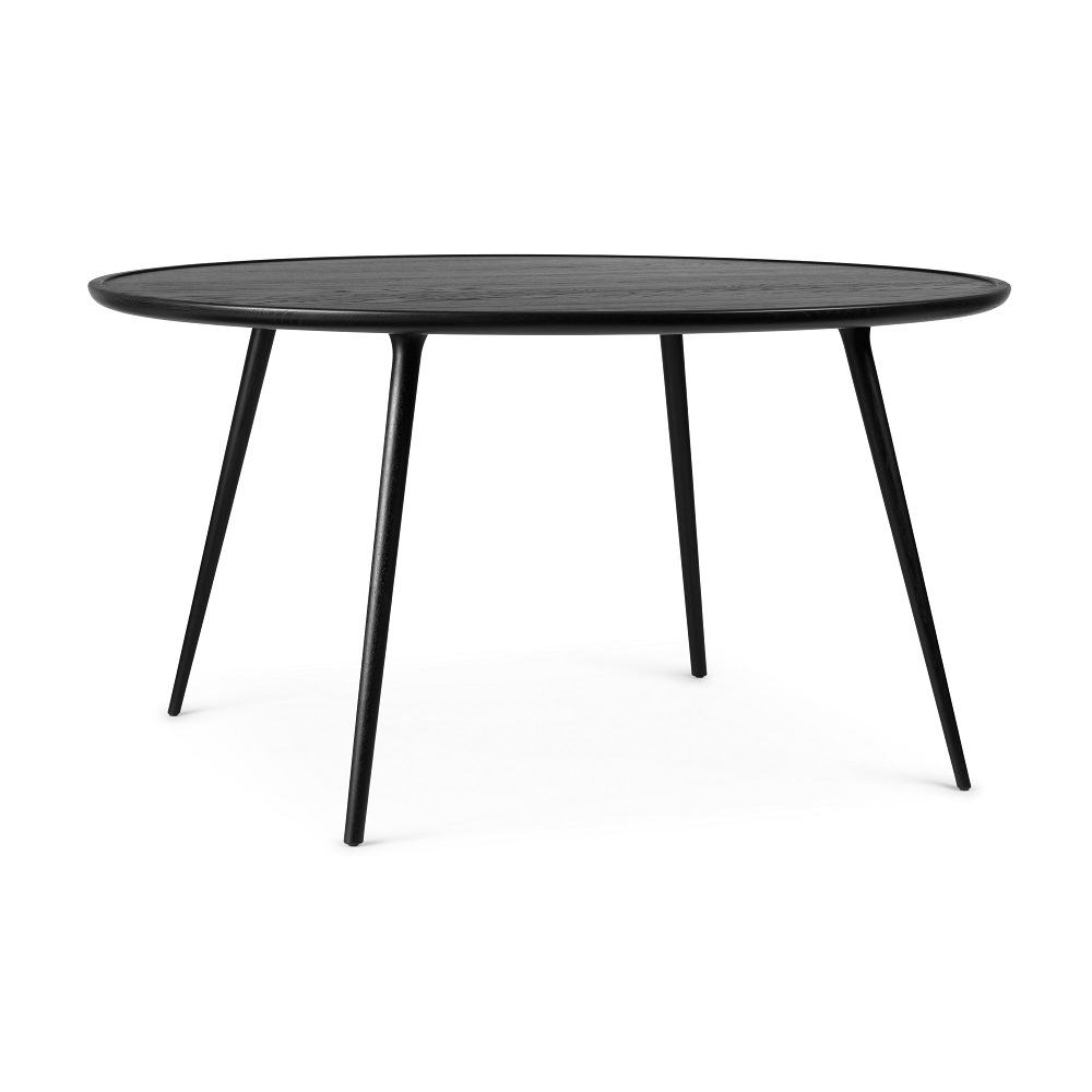 Schwarzer, runder Esstisch aus Eiche, Accent Dining Table, mit filigranen Beinen.
