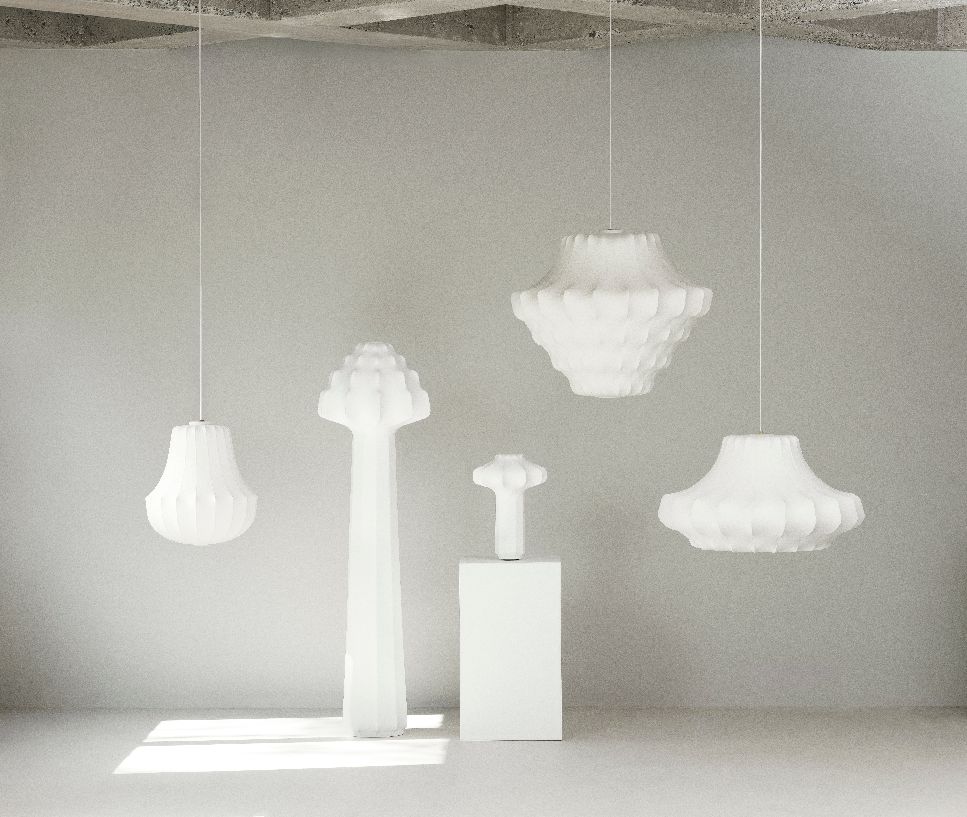 Produktfoto: Normann Copenhagen Phantom Leuchten, Tischleuchte und Pendelleuchten in Weiß.