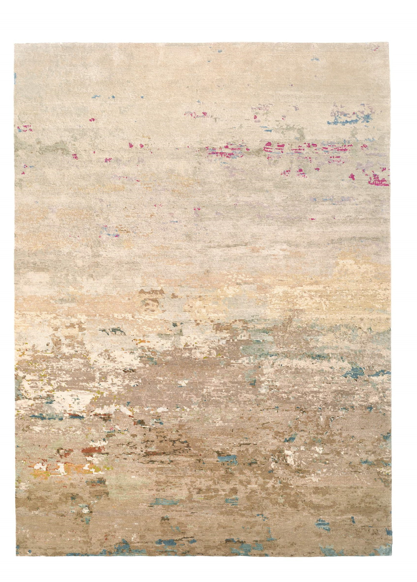 Legends of Carpets Teppich: Beige Designer Teppich mit abstraktem Muster und Farbverläufen.