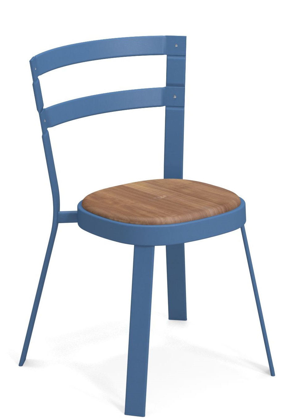Blauer Emu Thor Chair Stuhl für den Außenbereich mit Holz-Sitzfläche, ideal für Garten und Terrasse.