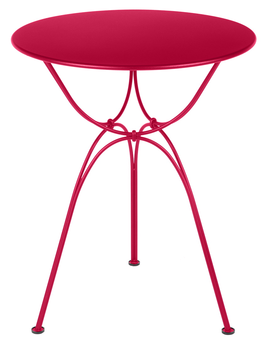 Roter Airloop Tisch Ø 60 cm von Fermob, runder Outdoor Tisch aus Metall für Garten und Balkon.