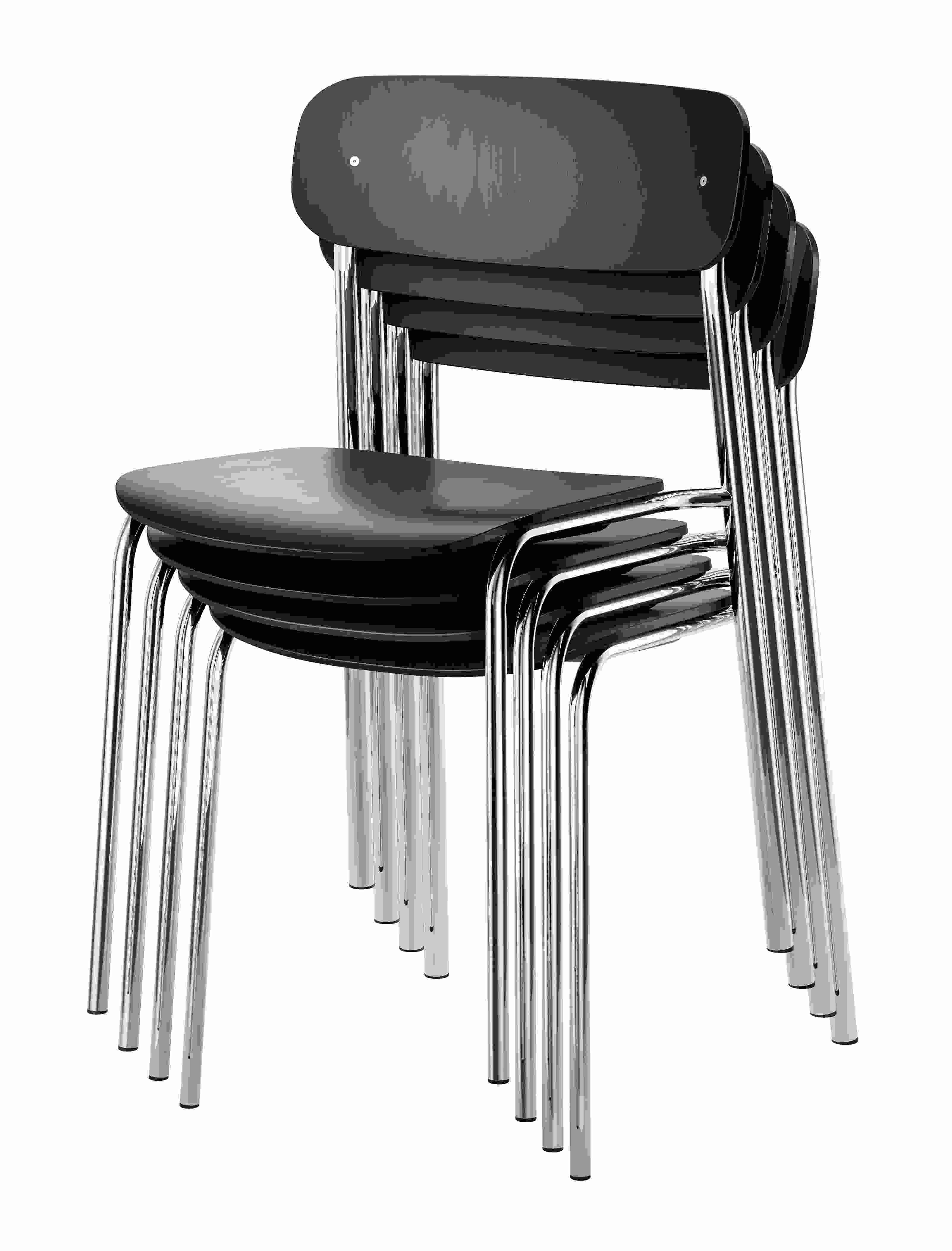 Stapel olivgrüner S 243 Stahlrohrstühle von Thonet, modernes Design, robust und platzsparend.