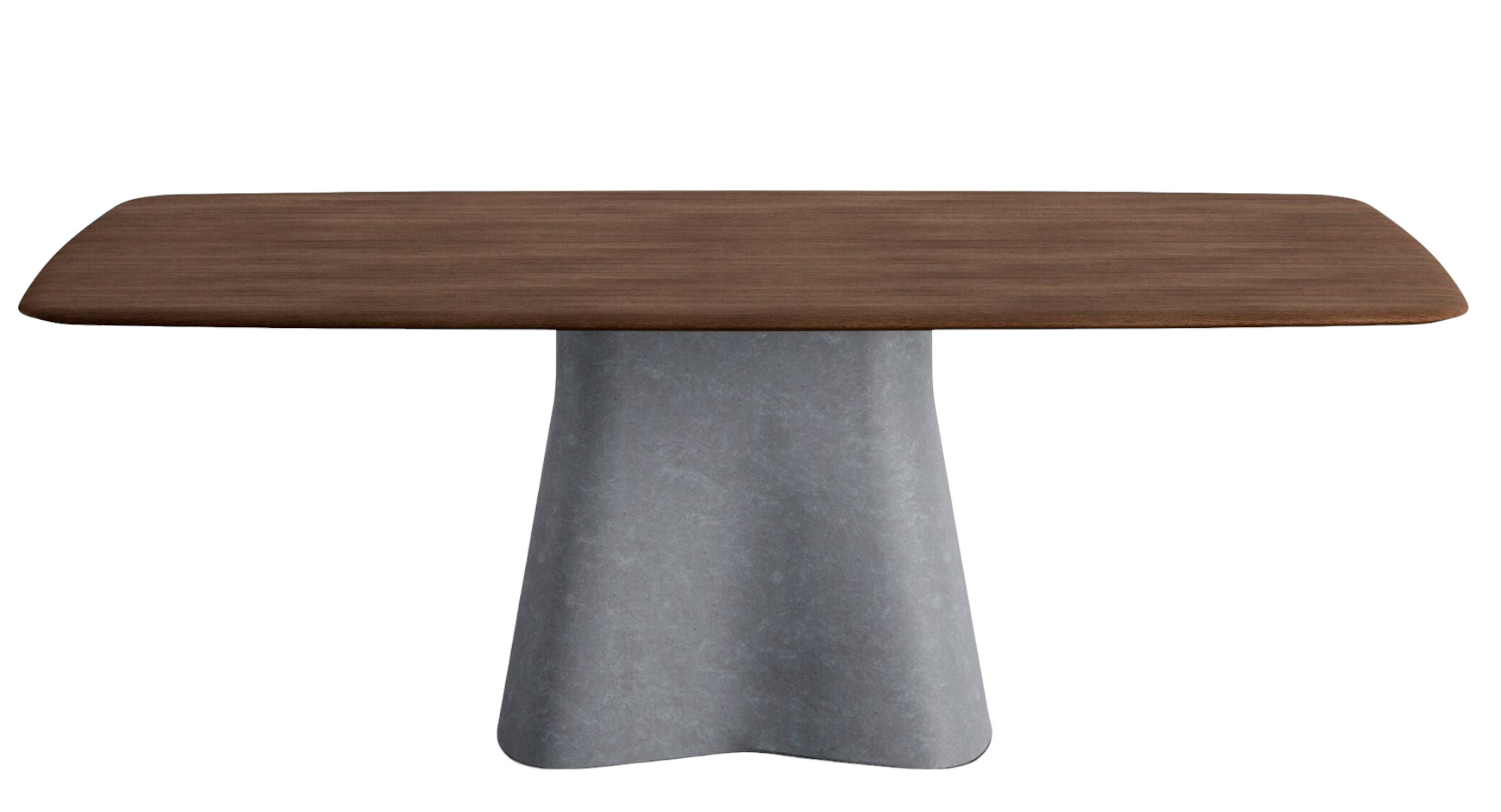 Temno Esstisch von Walter Knoll mit Holzplatte und grauem Betonfuß, moderne Esszimmermöbel.