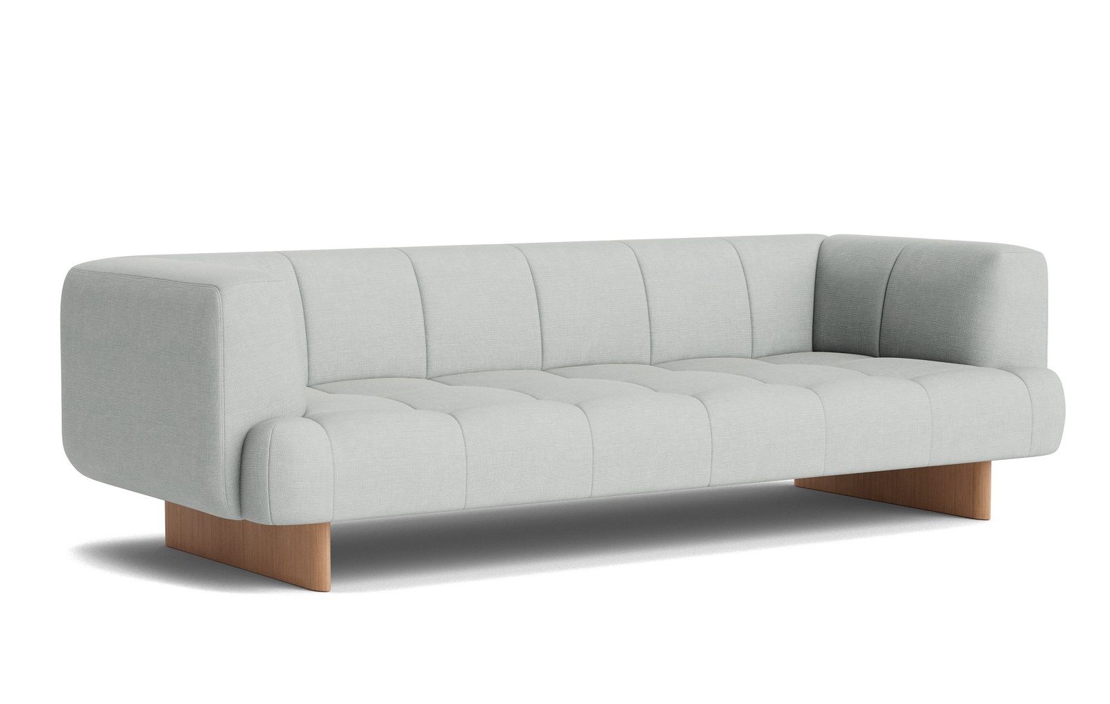 Heller Quilton Lift Sofa 3-Sitzer von Hay mit Holzsockel, modernes Design für Wohnzimmer und Lounge.