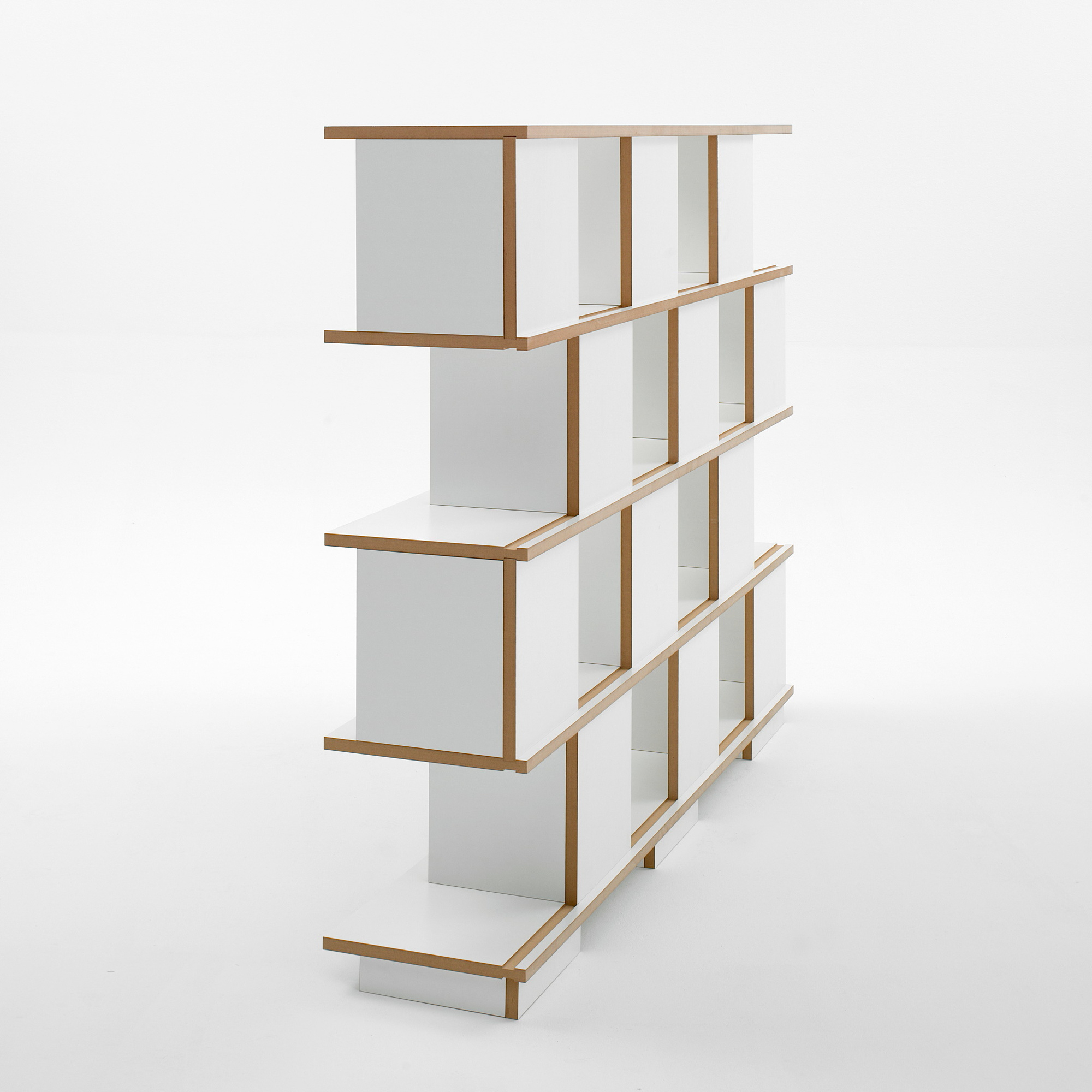 Stell Regal Anbaumodul: Modernes, weißes Regalsystem mit Holzdetails für Wohnzimmer und Büro.
