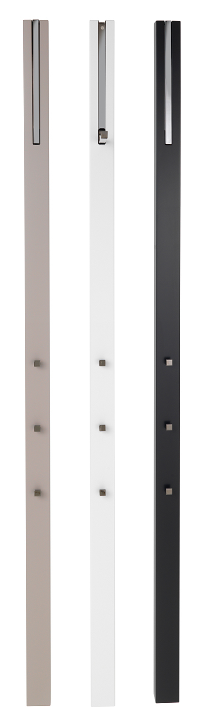 Schönbuch Line Garderobenelement in Beige, Weiß und Schwarz mit Haken und Kleiderbügelhalterung für Flur und Diele.