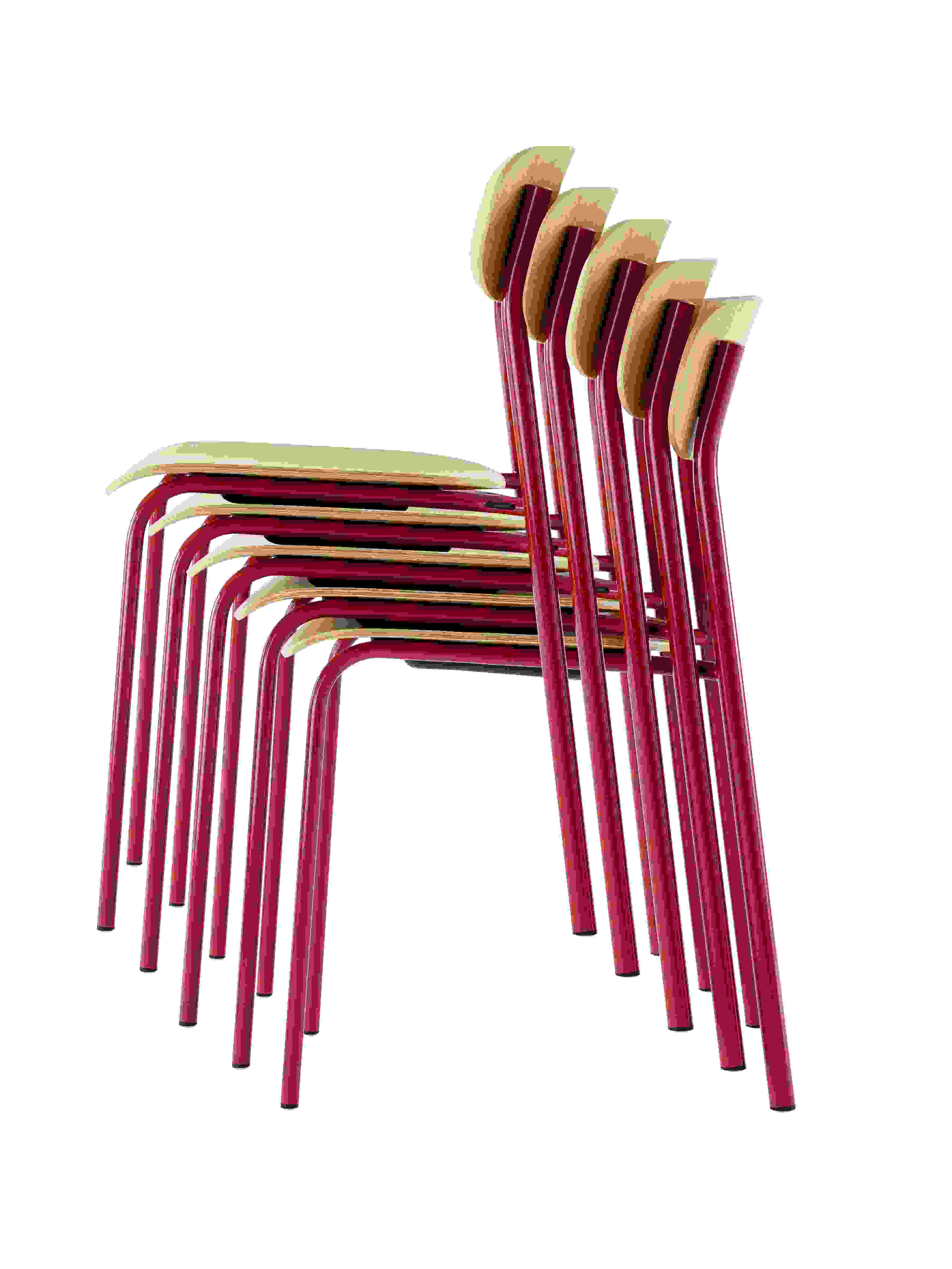 Stapel olivgrüner S 243 Stahlrohrstühle von Thonet, modernes Design für Esszimmer und Büro.