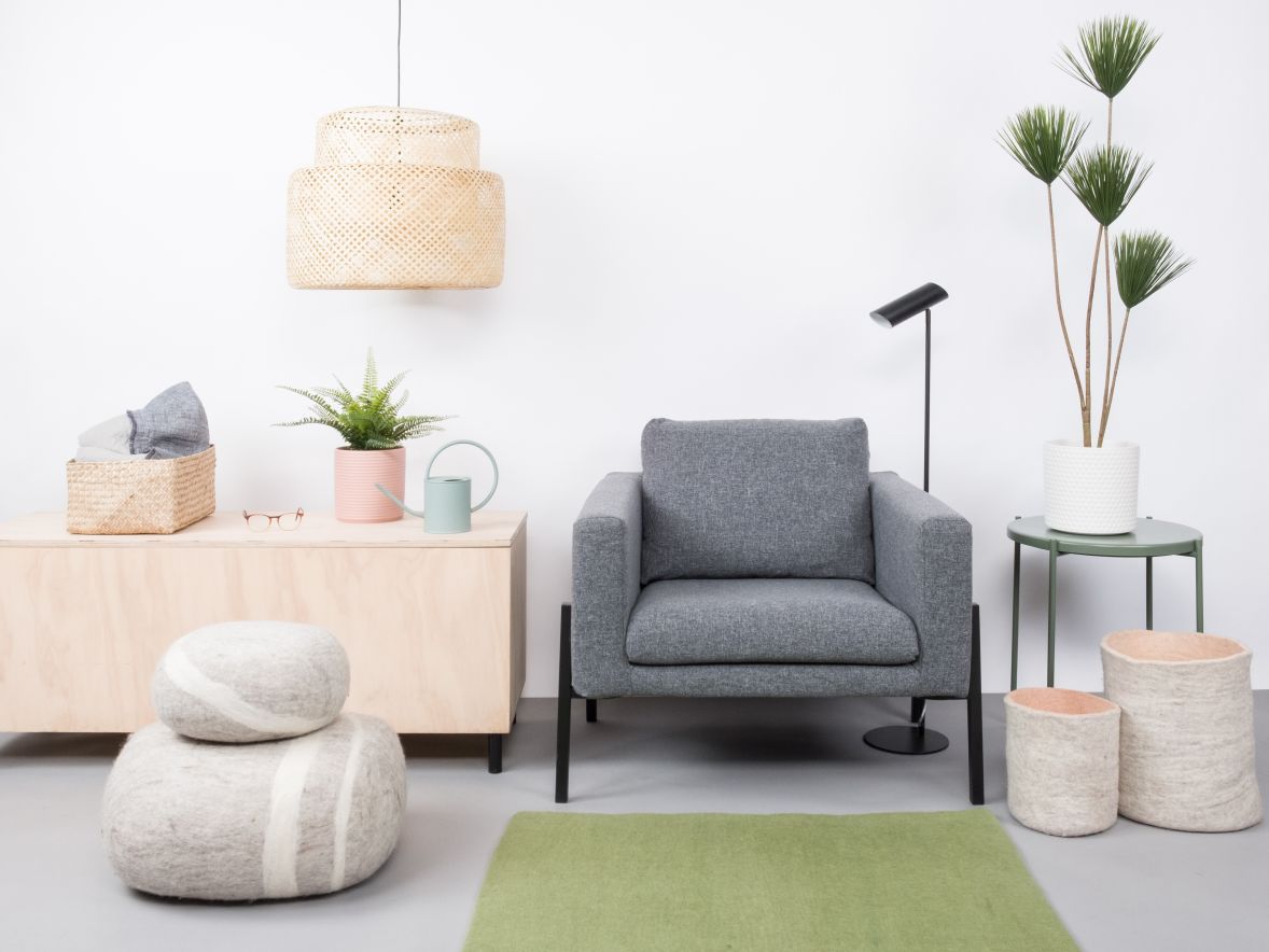 Mono rechthoekig viltkleed 160 x 230 cm myfelt Kaspar (groen)
