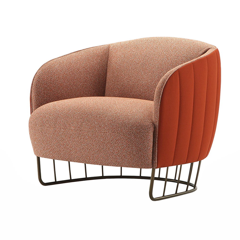 Tonella Sessel von Sancal, moderner Polstersessel in Orange-Braun mit filigranem Metallgestell für Wohnzimmer und Lounge.